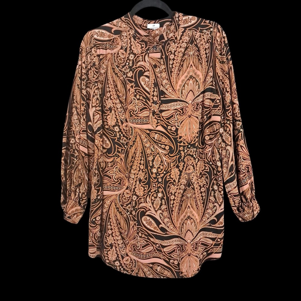 Richard Allen x H&M Womens Paisley Print Tunic Sz 8 Oversized Mob Wife Cocktail